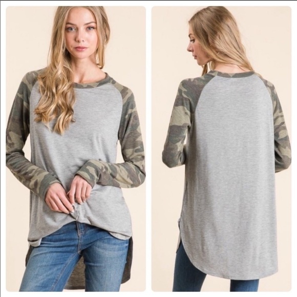 Gray Camo Long Sleeve T Shirt - Picture 1 of 5